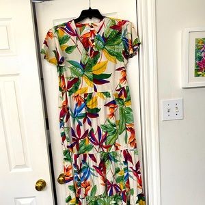 Dress, Chicos, maxi, size 1 Chicos 10–12. Tropical print.